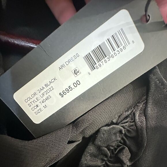 Ungaro Ari Ruffled Tie Neck Dress in Black Size Medium - Picture 9 of 12